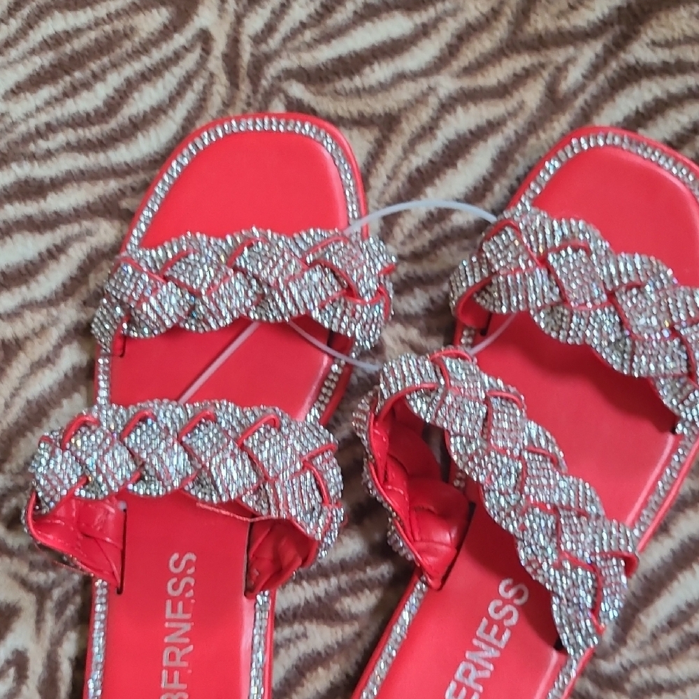 Red Rhinestone Women's Sandals Size 6 - Picture 8 of 8